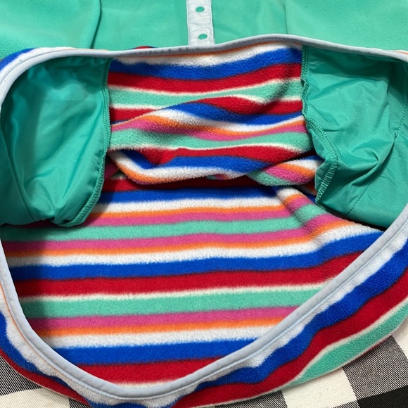 Lands' End Heritage Fleece T-Snap Stripes Pullover Jacket Size L/P 14-16 Pockets - Picture 10 of 13